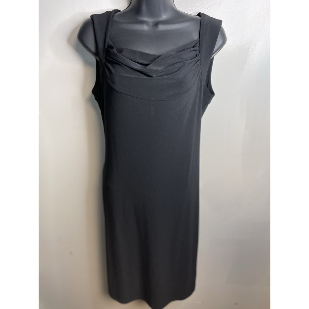 NWT Dana Buchman Sleeveless Black Cowl Neck Mini Sheath Dress Women's Size S